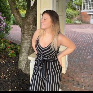 Black and white jump suit